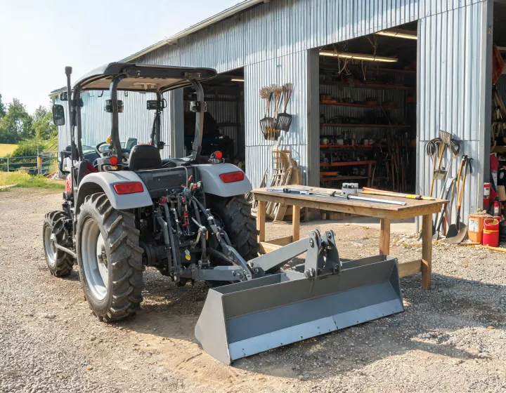 Rear tractor implement prepared for a dimension check